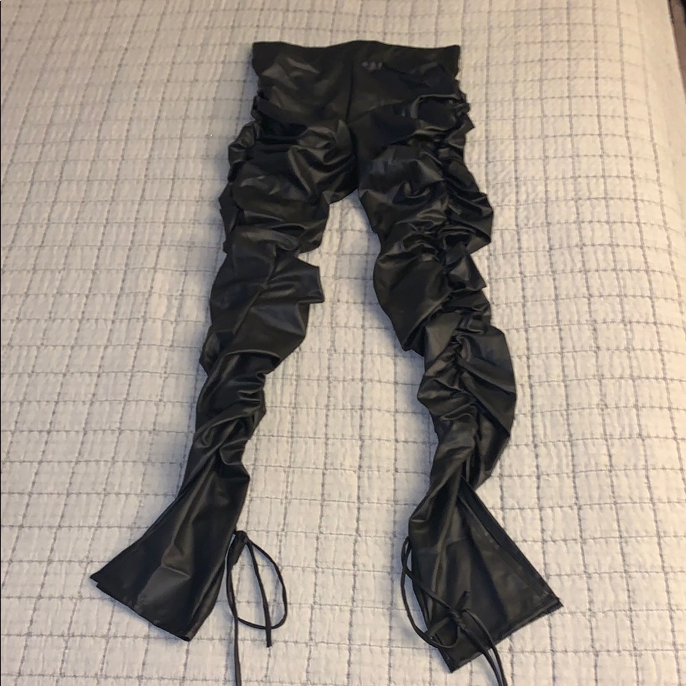 Jet Black Faux Leather Pants
